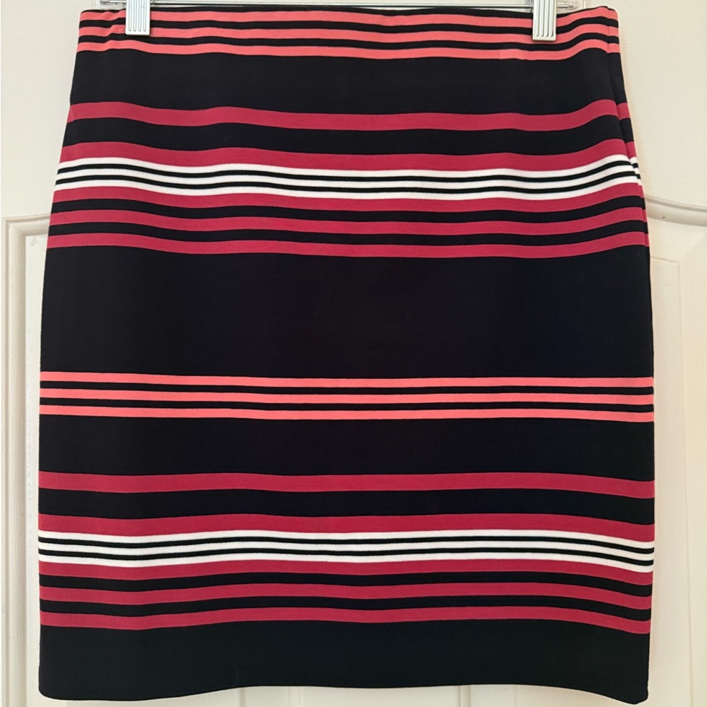 LOFT Factory Pink and Navy Striped Skirt - Elastic Waist NWT - Picture 3 of 5
